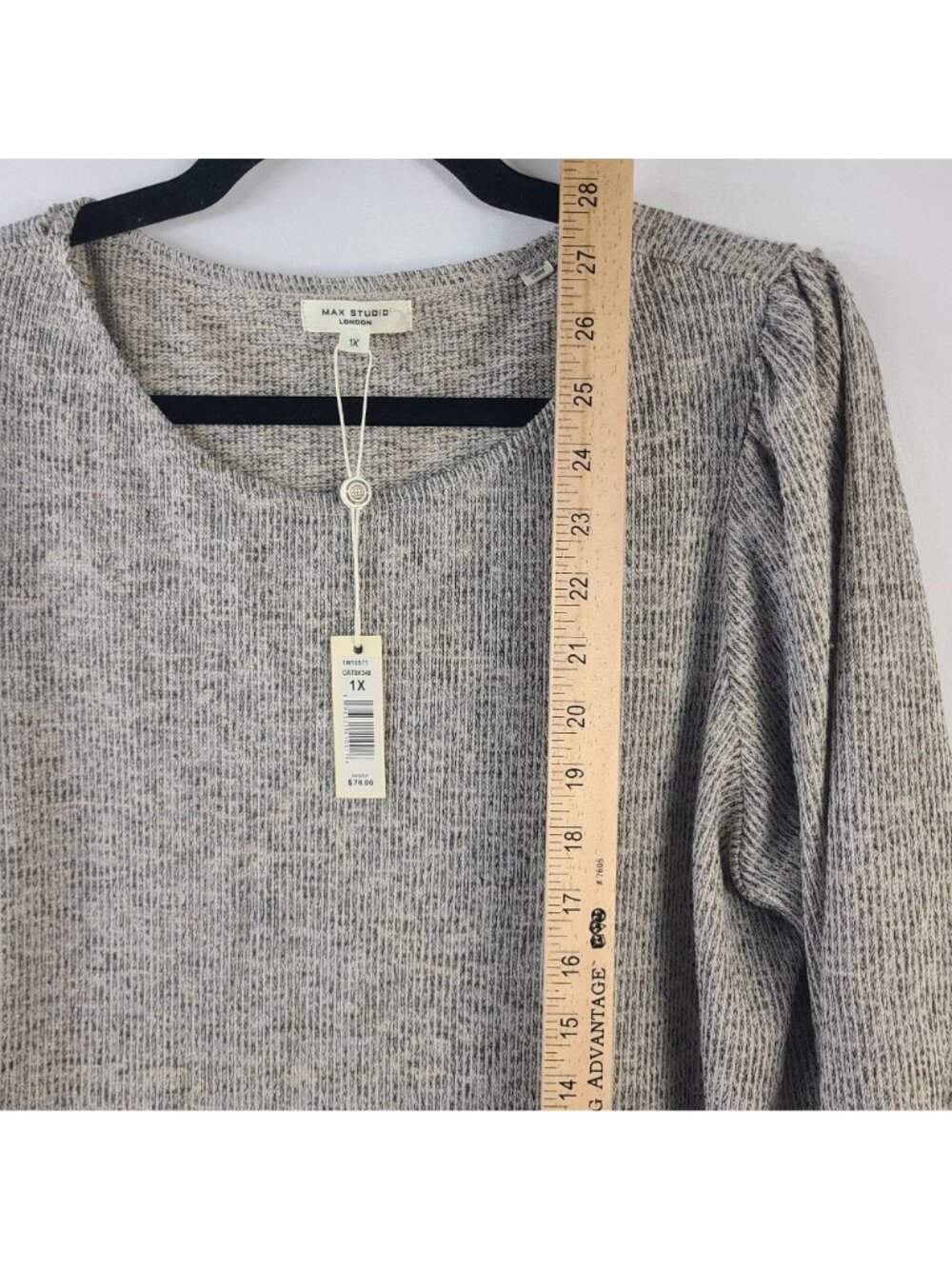 NEW Max Studio London Women's Gray/Beige Textured Tunic Sweater Top Sz 1X - Picture 7 of 8